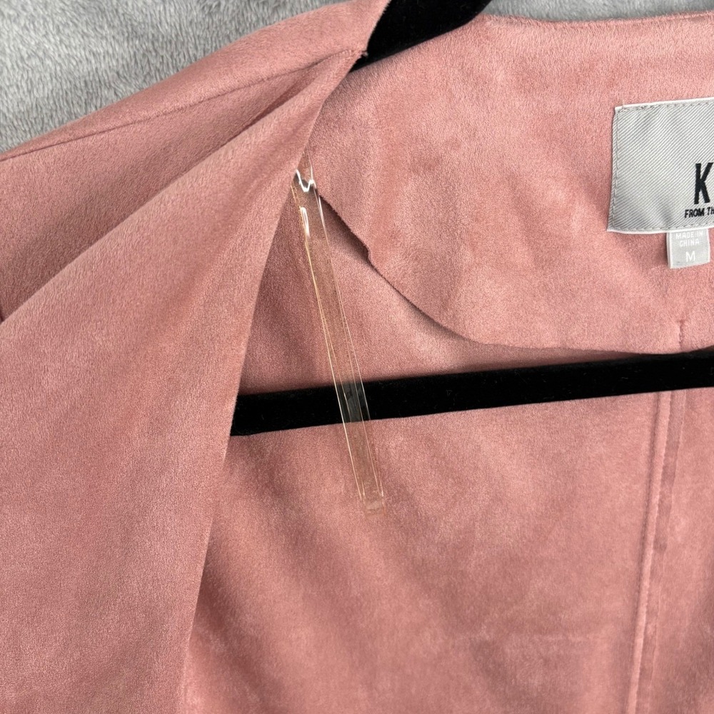 KUT From The Kloth Pink Faux Suede Drape Open Front Cardigan Oversized Jacket M - Picture 6 of 11